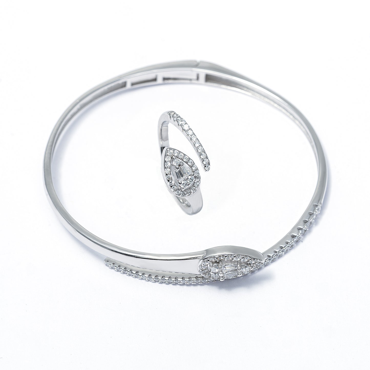Radiant Teardrop kada & Ring Set  925 sterling silver