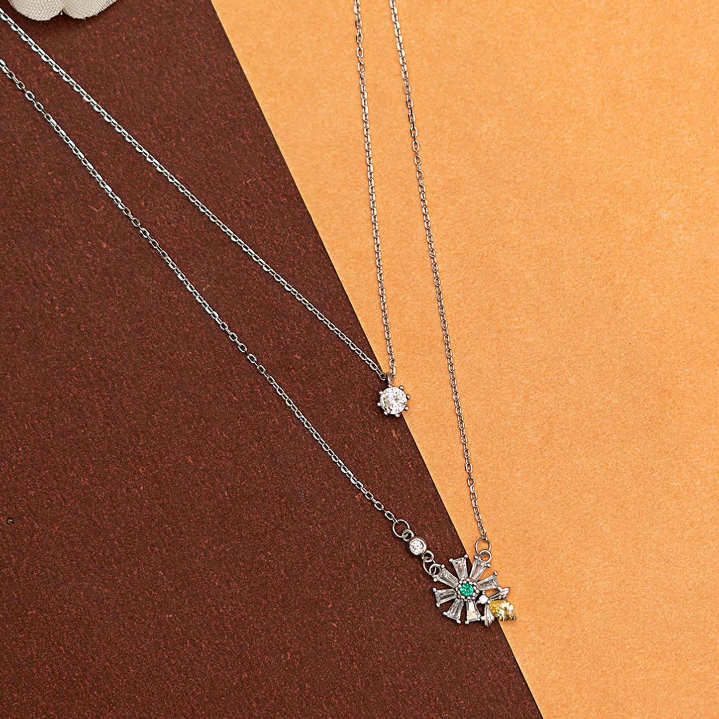 Elegant Layered chain pendant 925 sterling silver