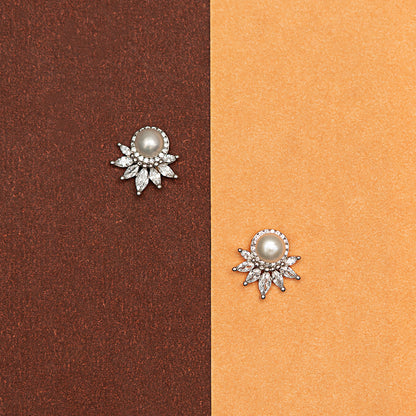 Celestial Pearl & Marquise Cluster Stud Earrings 925 sterling silver