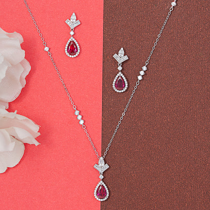 Crimson Teardrop Glam SET 925 sterling silver