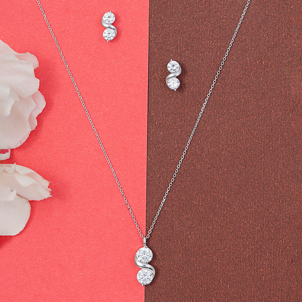 Elegant Dual-Stone Twist SET 925 sterling silver