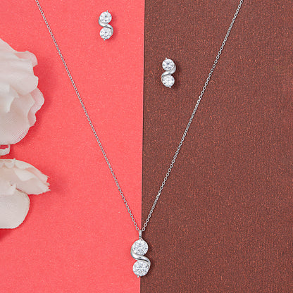 Elegant Dual-Stone Twist SET 925 sterling silver