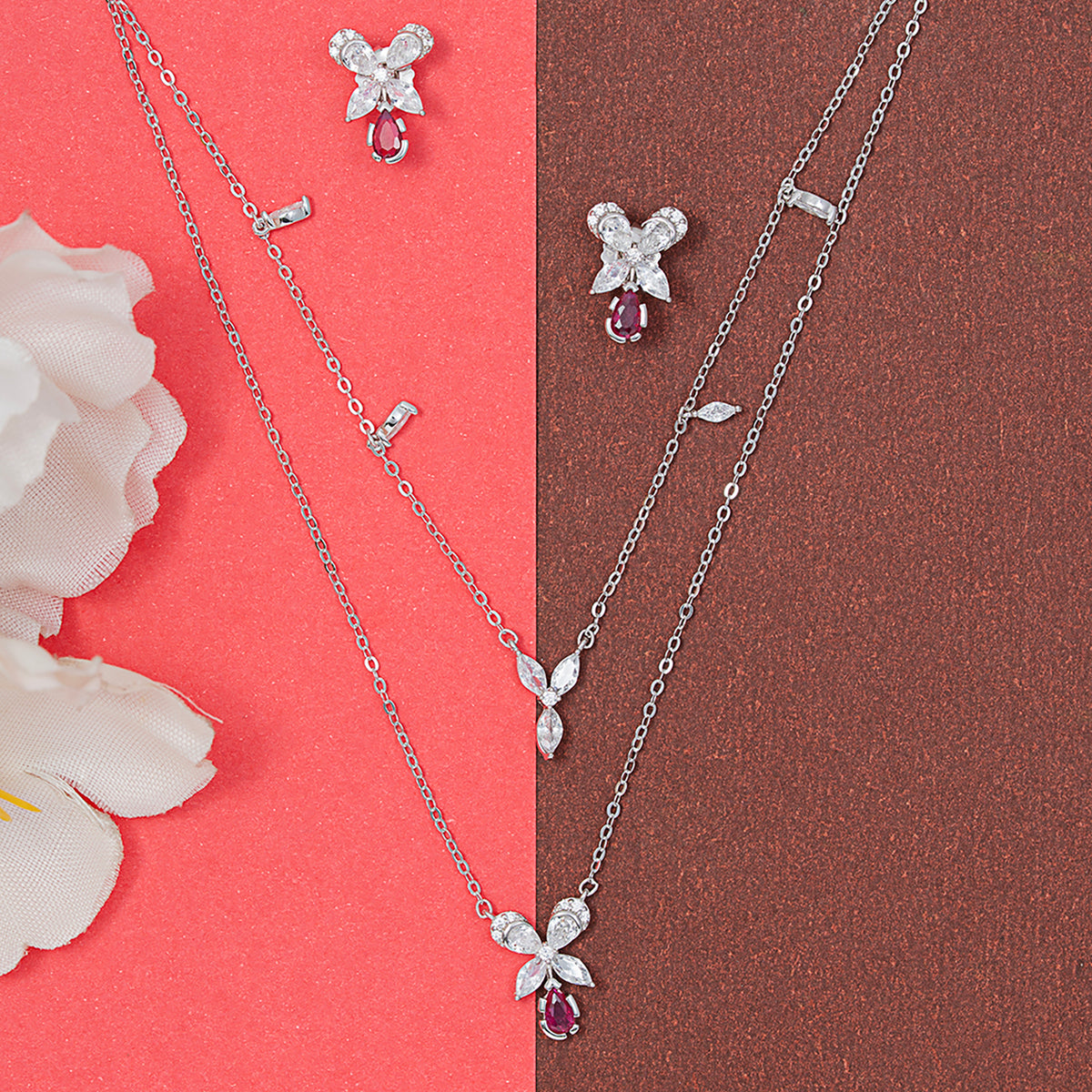 Ruby Blossom Charm 925 sterling silver