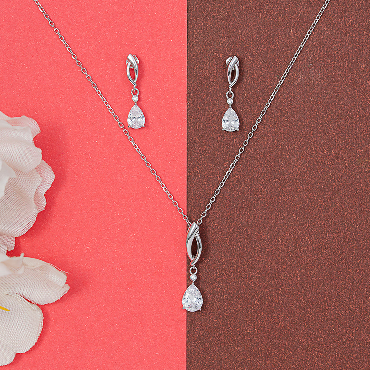 Graceful Drop Diamond Pendant Set 925 sterling silver