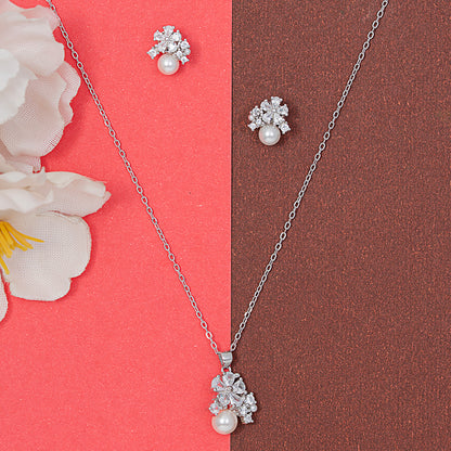 Blossom charm Pearl pendant Set 925 sterling silver