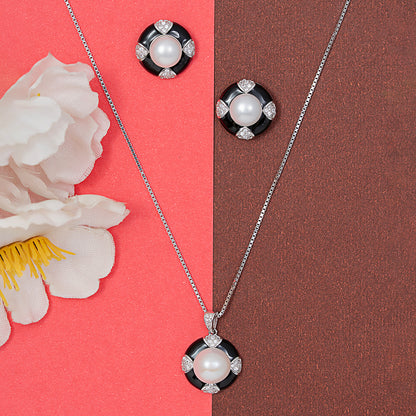 Classic Noir Pearl pendant Set 925 sterling silver