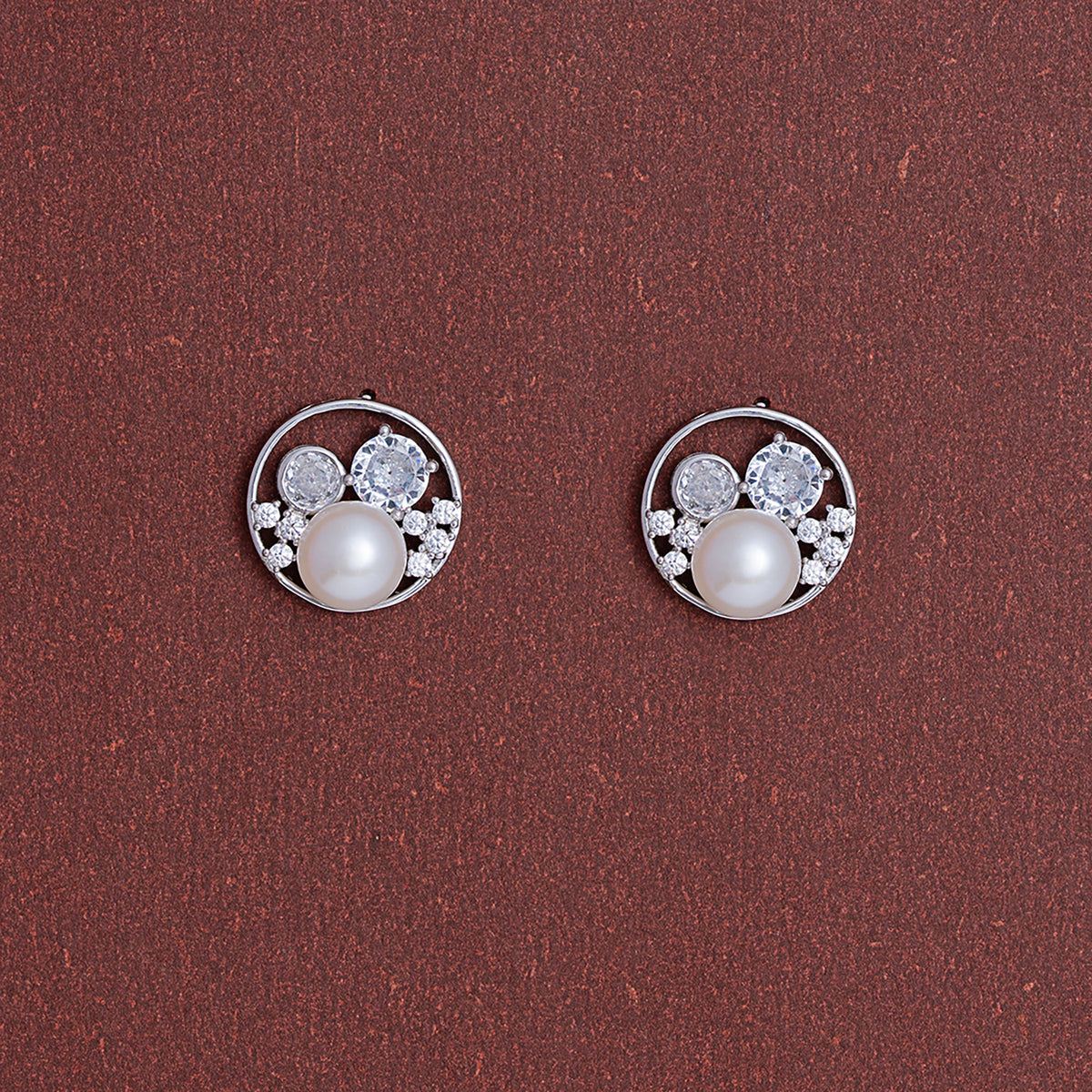 Modern Pearl Solitare Stud Earrings 925 sterling silver
