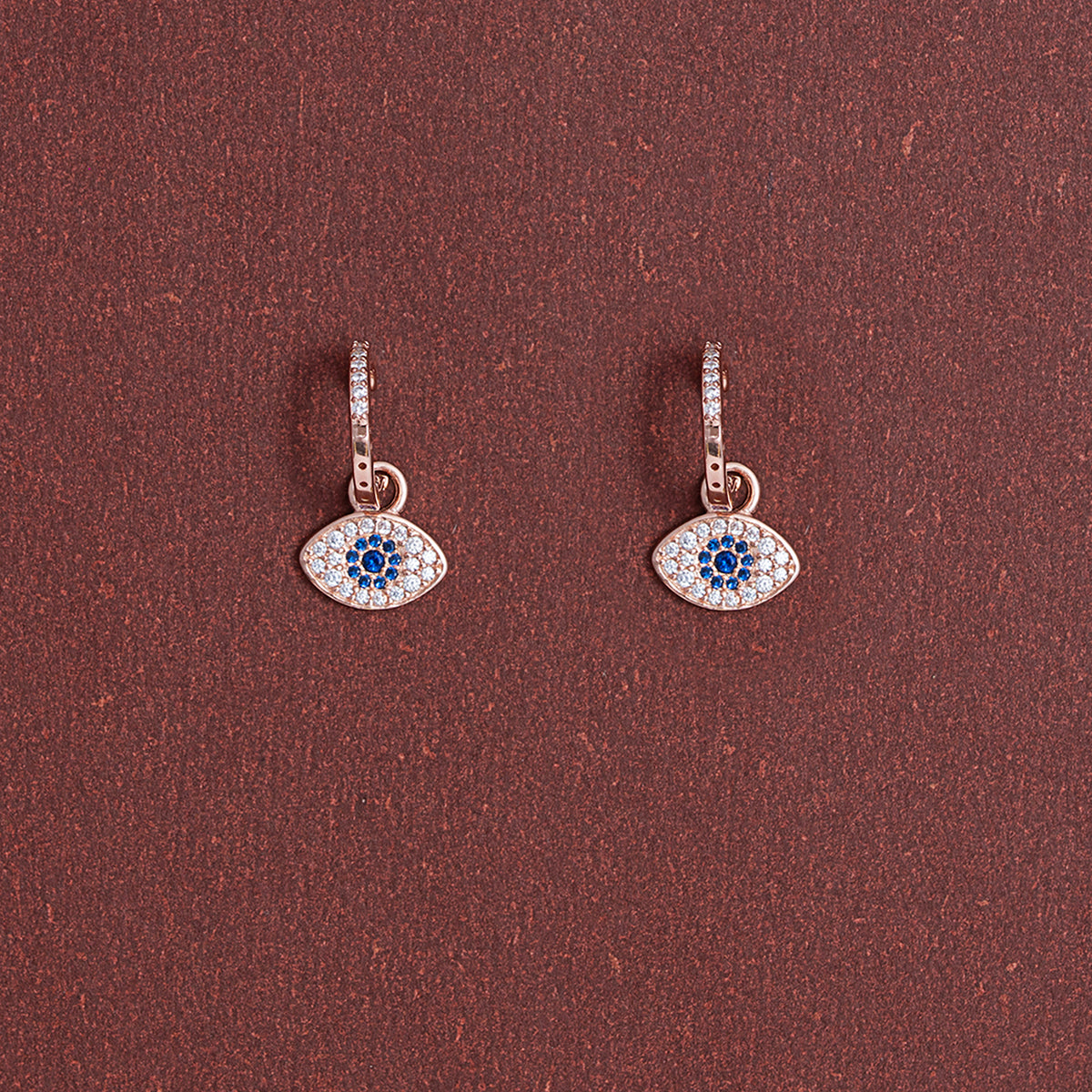 Sparkling Evil Eye Hoop Earrings 925 sterling silver
