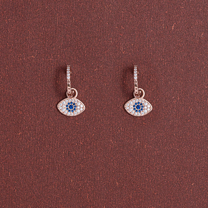 Sparkling Evil Eye Hoop Earrings 925 sterling silver