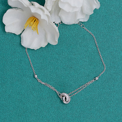 Interlocking Circle Dual-Chain Bracelet 925 sterling silver