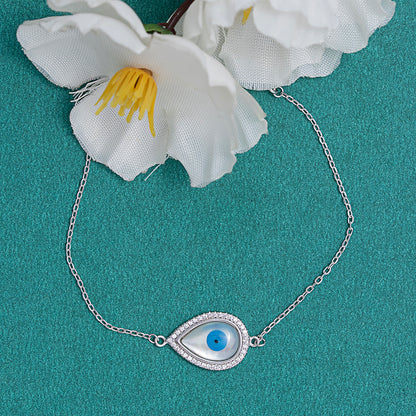 Mother of Pearl & Pavé Evil Eye Bracelet 925 sterling silver