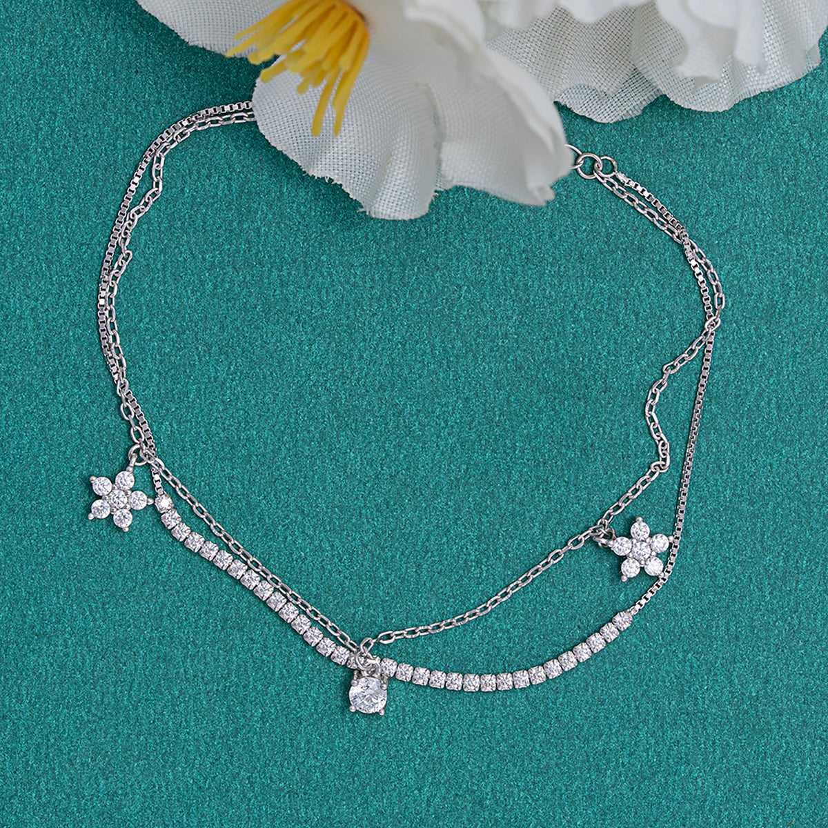 Double layered chain Bracelet 925 sterling silver
