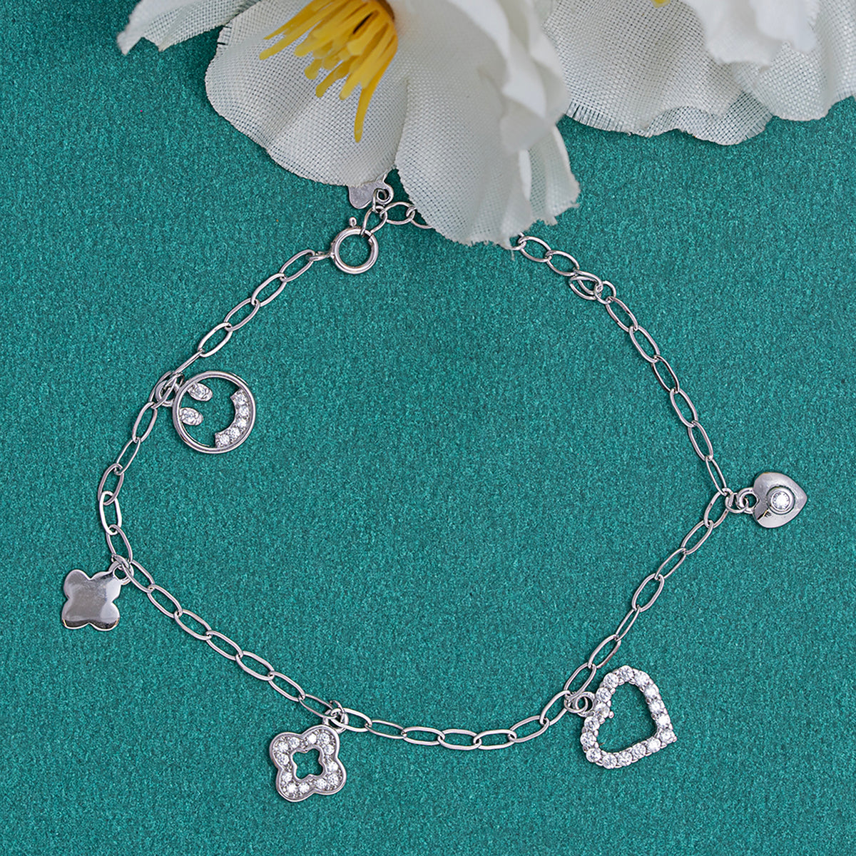 Mixed-Motif Multi-Charm Bracelet 925 sterling silver