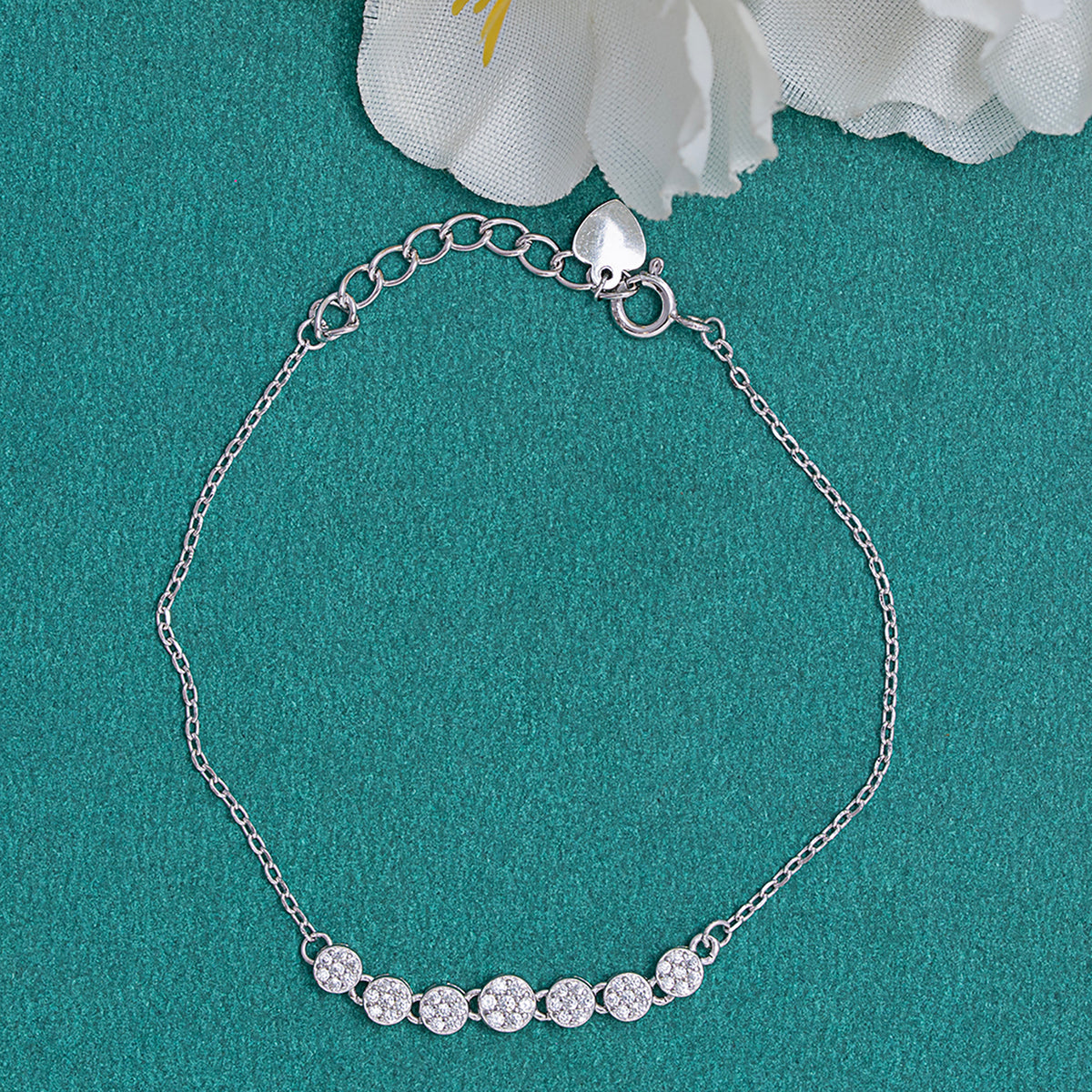 Five-Heart Pavé Station Bracelet 925 sterling silver