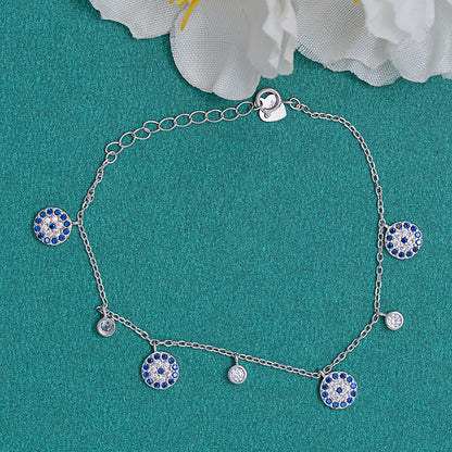Blue evil eye charm bracelet 925 sterling silver