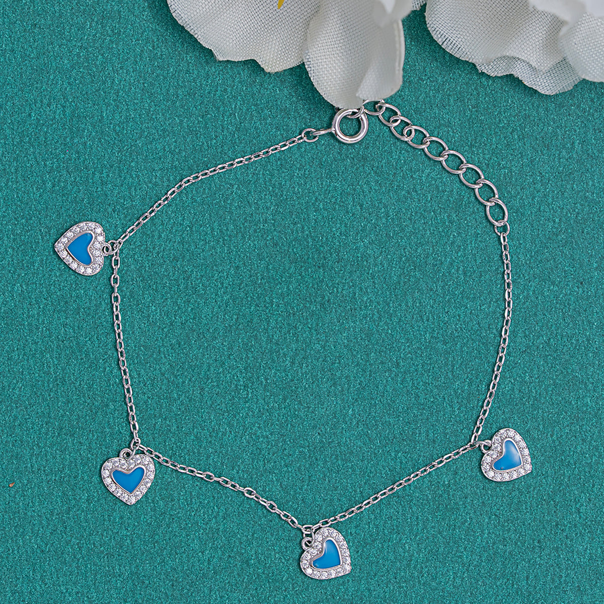 Multi-Heart Enamel Charm Bracelet 925 sterling silver