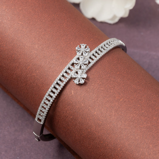 Twin Crystal Bloom Elegance kada 925 sterling silver