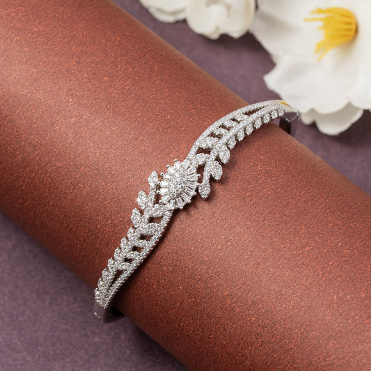 Floral Radiance Diamond style kada 925 sterling silver