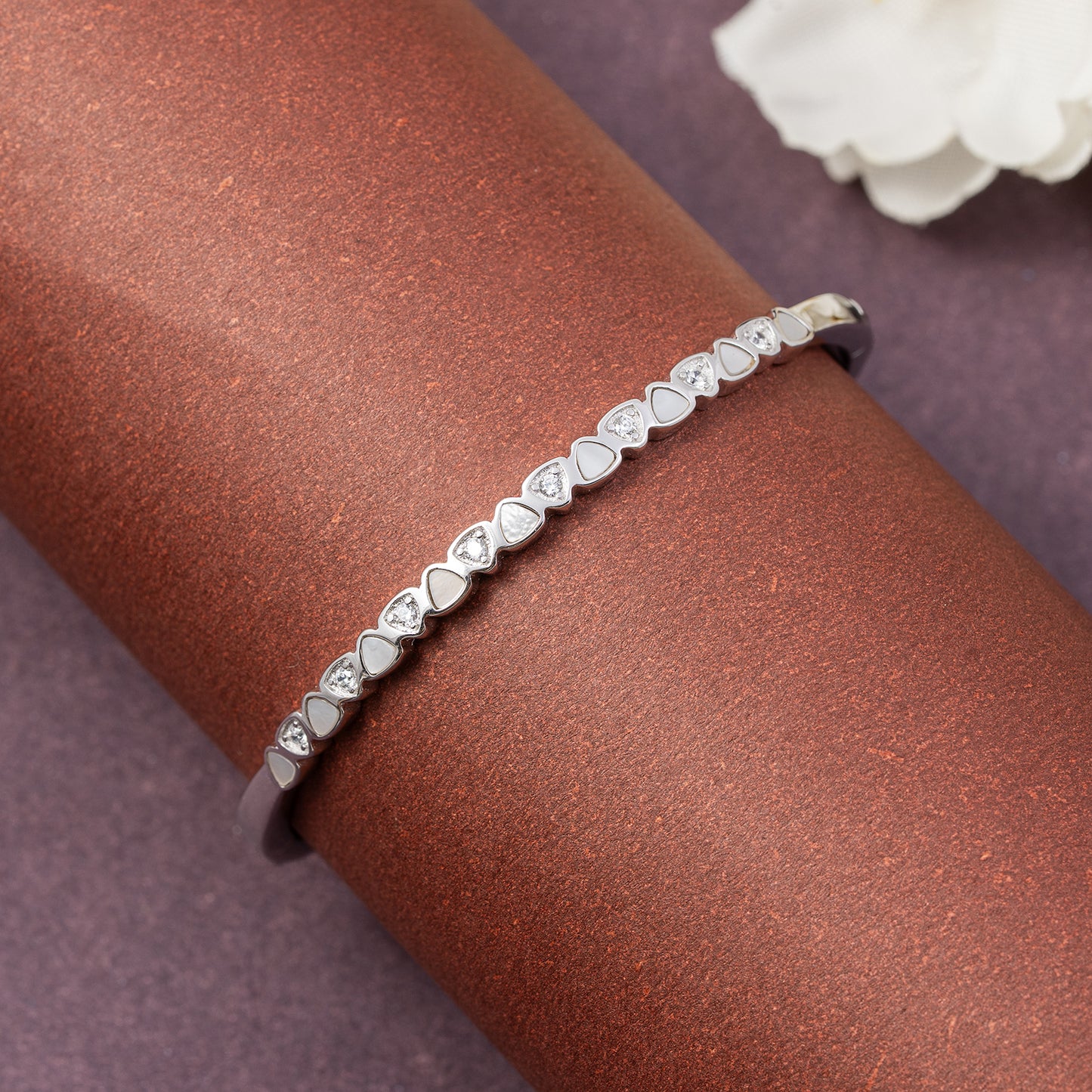 Modern Heartline Crystal kada 925 sterling silver