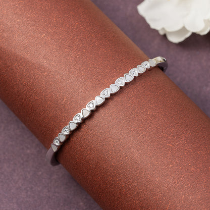 Modern Heartline Crystal kada 925 sterling silver