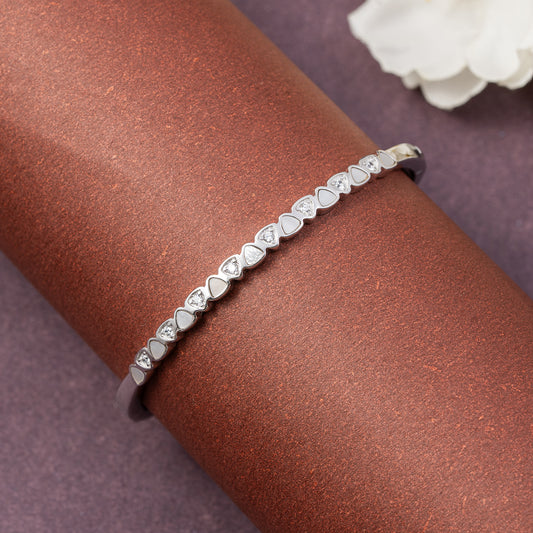 Modern Heartline Crystal kada 925 sterling silver