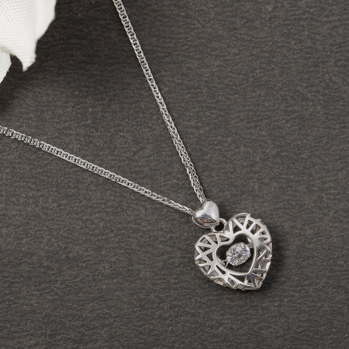 Open Heart 925 sterling silver chain pendant