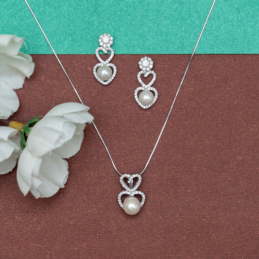 Heart  pearl Set 925 sterling silver