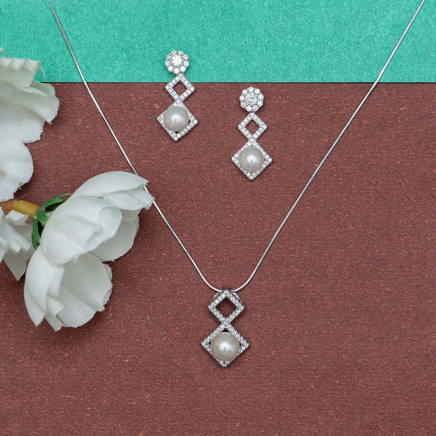 Geometric Glamour pearl Set 925 sterling silver