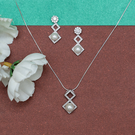 Geometric Glamour pearl Set 925 sterling silver