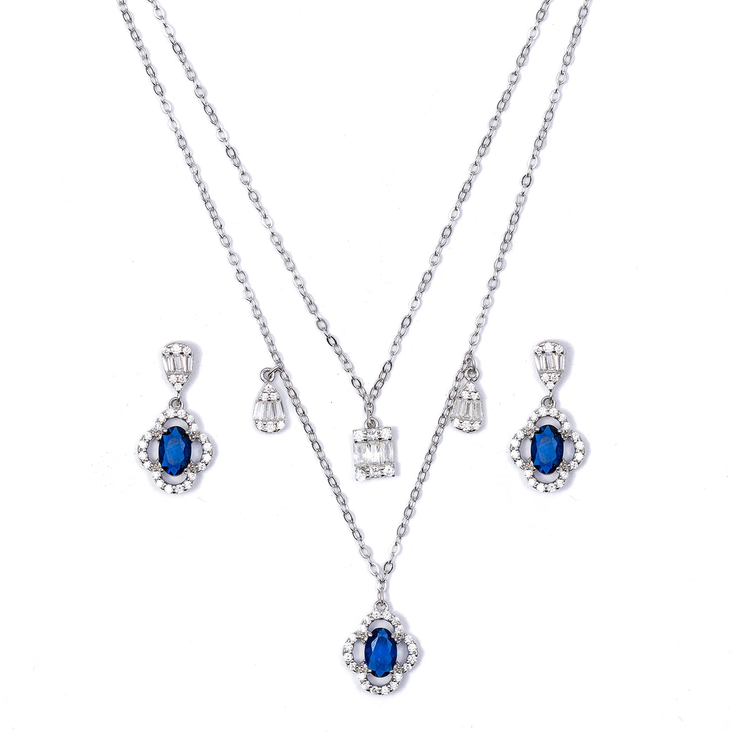 Royal Sapphire-Inspired pendant Set 925 sterling silver