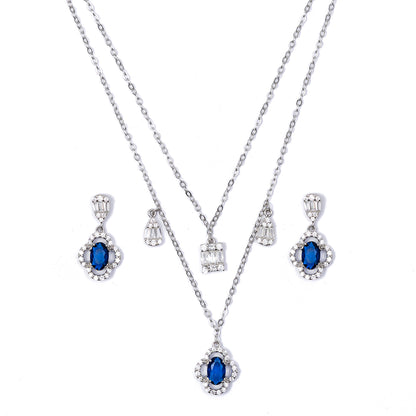 Royal Sapphire-Inspired pendant Set 925 sterling silver