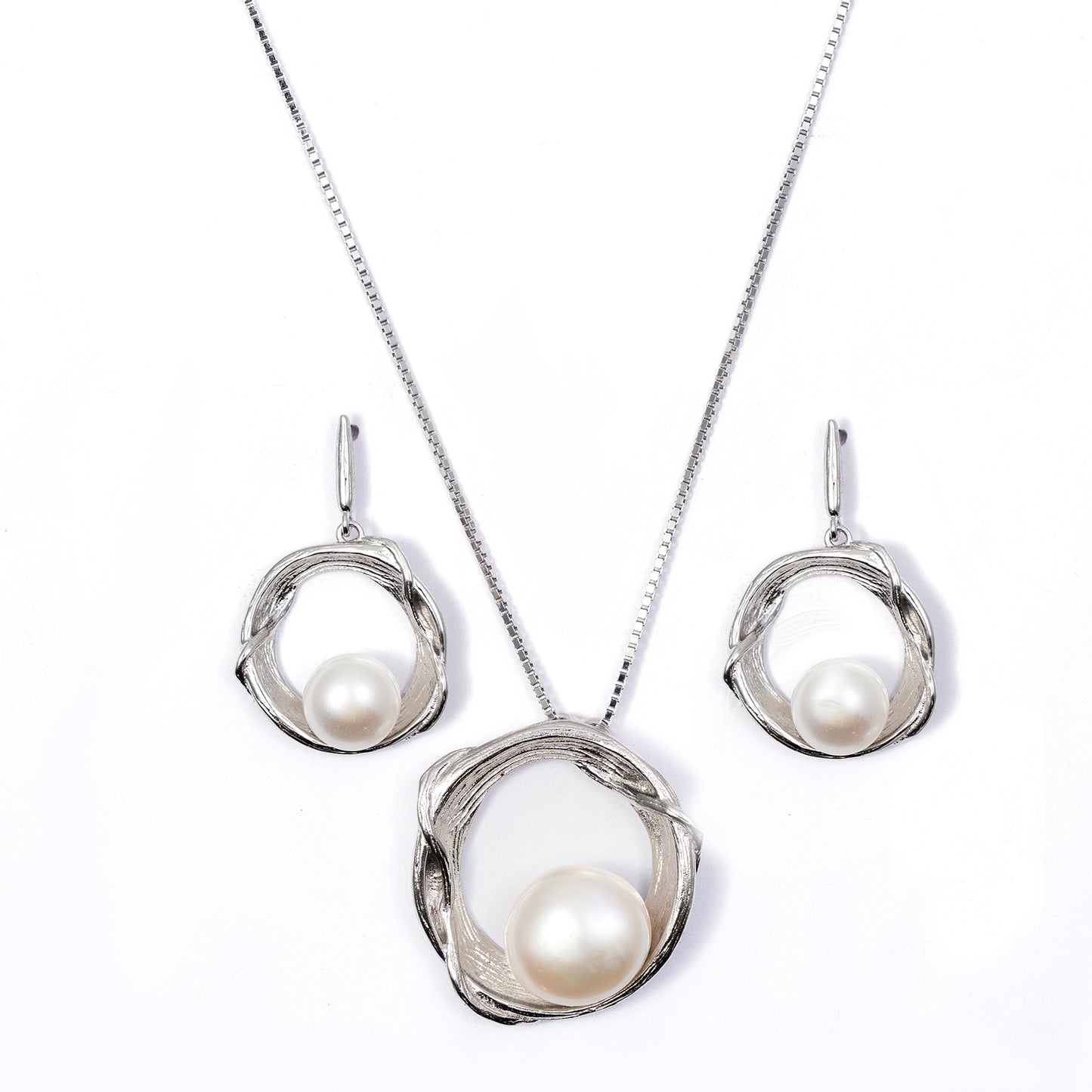 Modern Pearl pendant Set 925 sterling silver