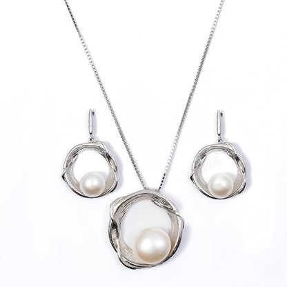 Modern Pearl pendant Set 925 sterling silver