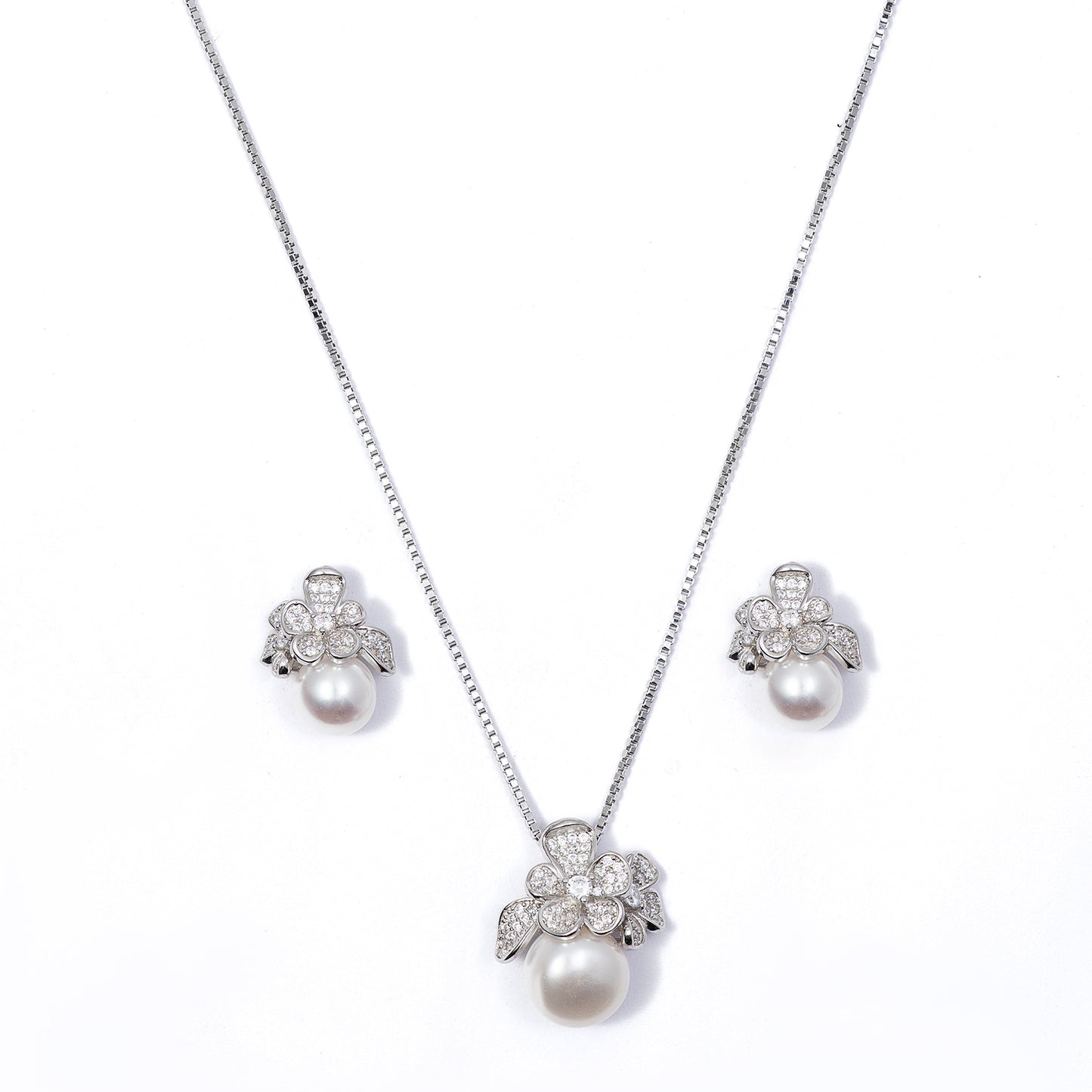Blooming Pearl pendant Set 925 sterling silver