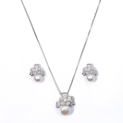 Blooming Pearl pendant Set 925 sterling silver