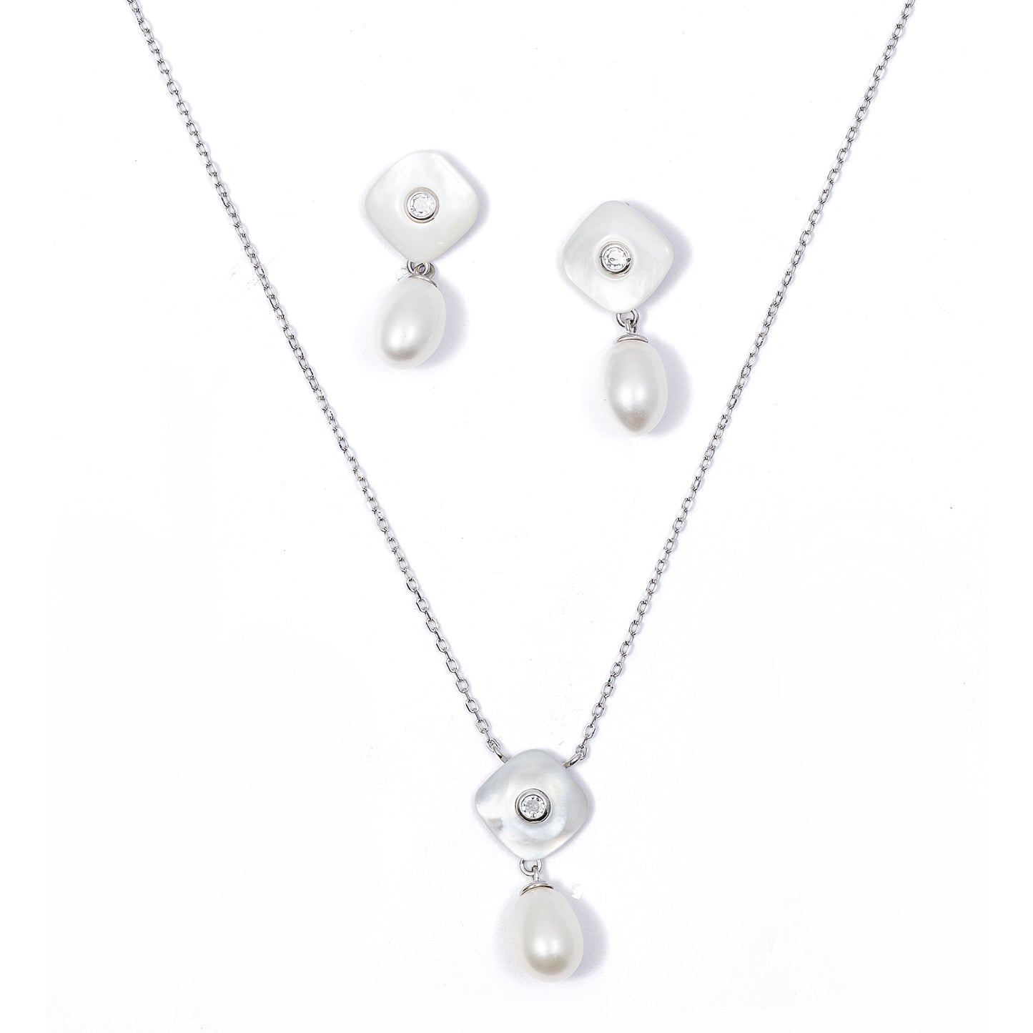 Mop Pearl Drop pendant Set 925 sterling silver