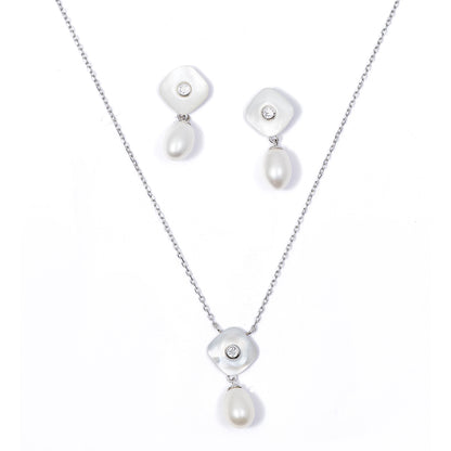 Mop Pearl Drop pendant Set 925 sterling silver