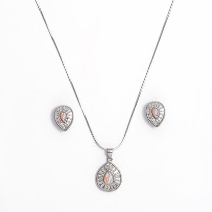 Blush Opal Teardrop pendant Set 925 sterling silver
