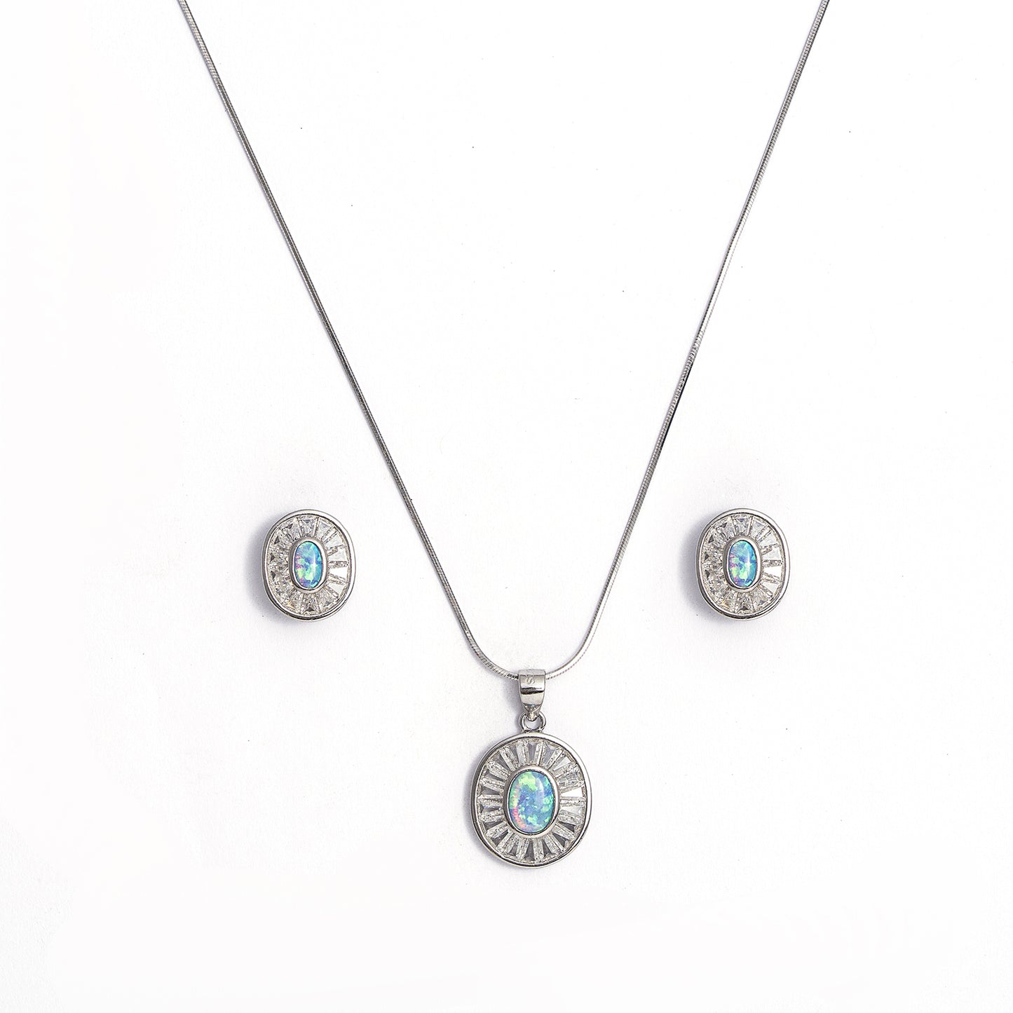 Opal Radiance pendant Set 925 sterling silver