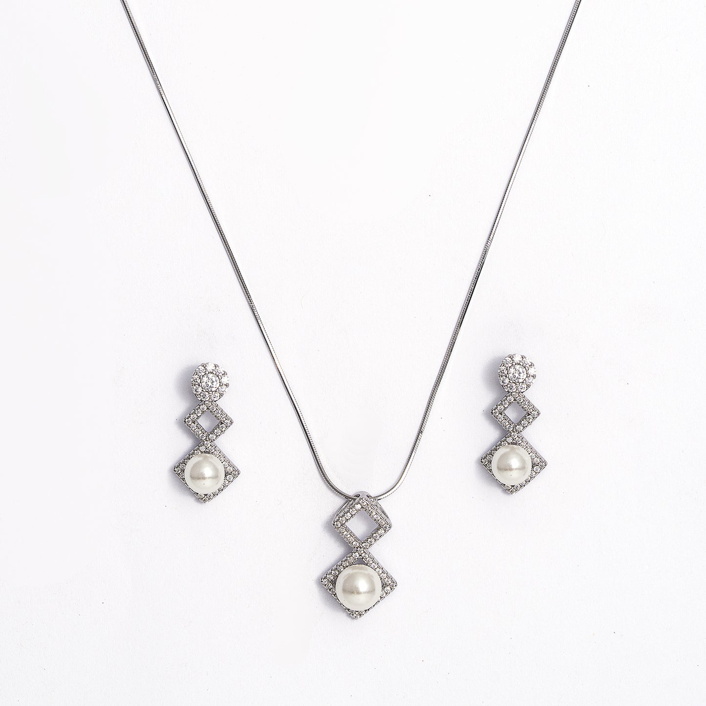 Geometric Glamour pearl Set 925 sterling silver