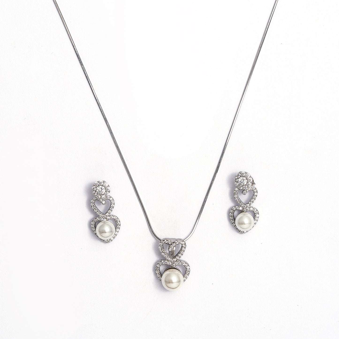 Heart  pearl Set 925 sterling silver