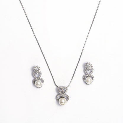 Heart  pearl Set 925 sterling silver