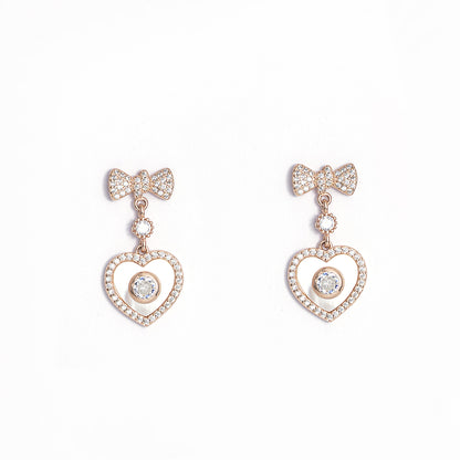 Romantic  Heart Drop Earrings 925 sterling silver