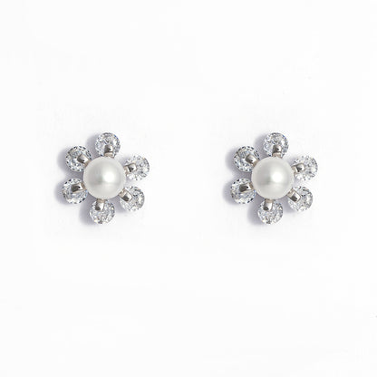 Pearl Bloom Stud Earrings 925 sterling silver