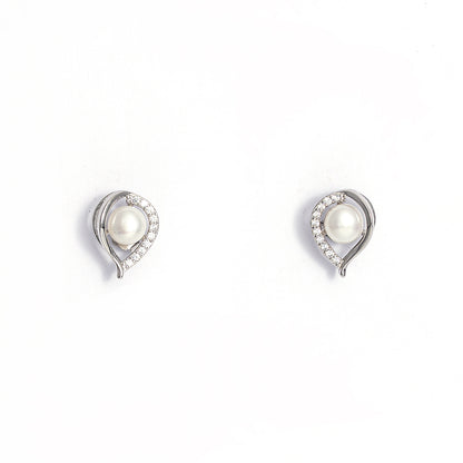 Elegant Pearl Stud Earrings 925 sterling silver