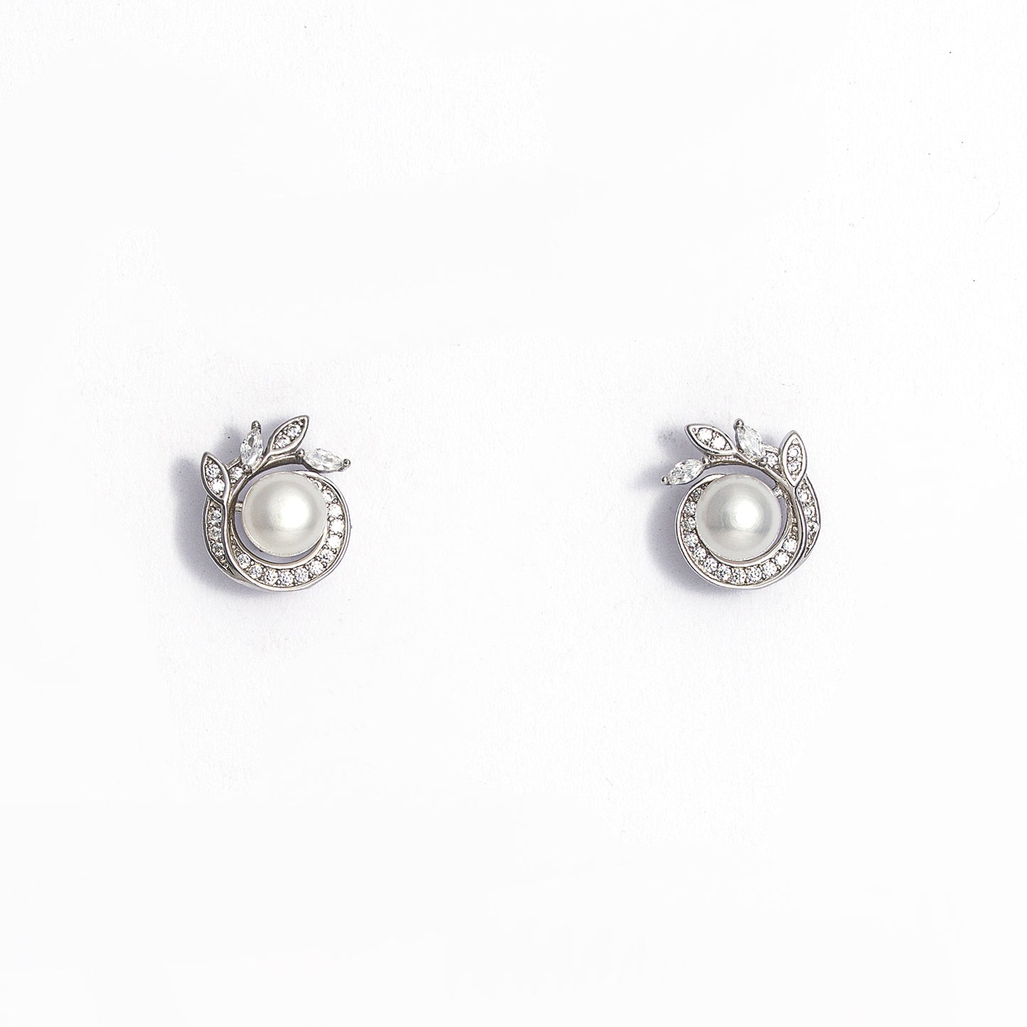 Pearl Leaf Stud Earrings 925 sterling silver