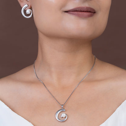 Spiral Pearl pendant Set 925 sterling silver