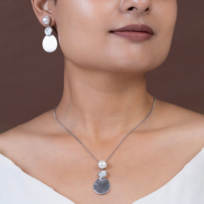 Mop pearl pendant Set 925 sterling silver