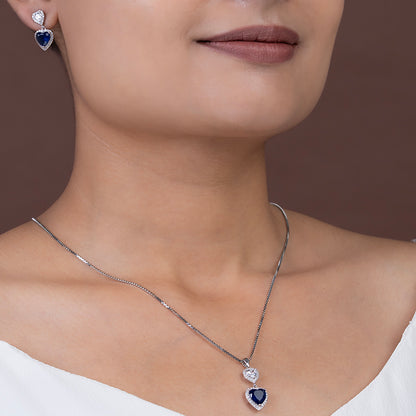 Midnight Heart Sapphire & Pavé SET 925 sterling silver