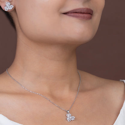 Triple-Bloom Baguette SET 925 sterling silver